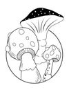Mushroom coloring page, Mushroom Vector, Adult coloring page Royalty Free Stock Photo