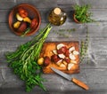 mushrooms are cut for cooking Royalty Free Stock Photo