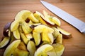 Mushrooms on the cutting board with knife Royalty Free Stock Photo