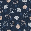 Mushrooms and delicious mushroom vector graphic seamless pattern