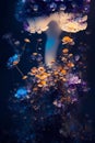 mushrooms and flowers, ultra detailed artistic photography, midnight aura