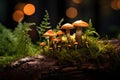 Mushrooms fly agaric on a stump in moss Royalty Free Stock Photo