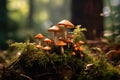 Mushrooms fly agaric on a stump in moss Royalty Free Stock Photo