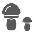Mushrooms glyph icon, organic and food, vegetarian food sign, vector graphics, a solid pattern on a white backgrond. Royalty Free Stock Photo