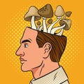 Mushrooms in head comic book pop art vector Royalty Free Stock Photo