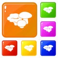 Mushrooms icons set vector color Royalty Free Stock Photo