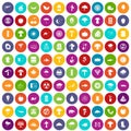 100 mushrooms icons set color