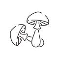 Mushrooms line icon with editable stroke. Food symbol. Vector illustration