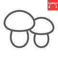 Mushrooms line icon, thanksgiving and fungus, mushroom sign vector graphics, editable stroke linear icon, eps 10.