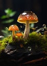 Mushrooms, Log, Moss, Deep Droplets, Stars, Under Large Green Um