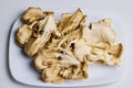 mushrooms (Pleurotus) growing on a table