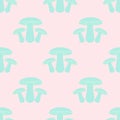Mushrooms seamless pattern. Colorful mushrooms on pink color background. Flat icon mushroom. Trendy design for print on fabric,