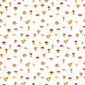 Mushrooms, seamless texture with autumn pattern. Vector illustration