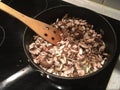 Mushrooms simmering in a poele Royalty Free Stock Photo