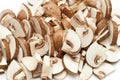 Mushrooms sliced on white Royalty Free Stock Photo