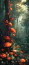 Mushrooms sprouting on a tree in a forest, part of the natural landscape Royalty Free Stock Photo