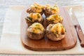 Mushrooms stuffed with mince and cheese