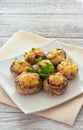 Mushrooms stuffed with mince and cheese