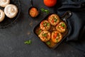 Mushrooms stuffed with mince and tomatoes