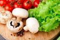 Mushrooms, tomato, lattuce and pepper