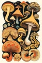 Mushrooms vector illustration. Hand drawn set of different mushrooms Royalty Free Stock Photo