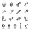 MusicMicrophone icons set. Sound record studio music speech recorder items vector picture of microphones. Royalty Free Stock Photo