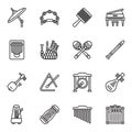 Music instrument, musical tools icons set 2. Royalty Free Stock Photo