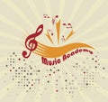 Music academy.Abstract staff and notes