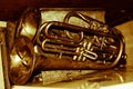 Antique trombones from the early 1900s