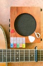 Music alphabet with acoustic guitar