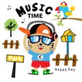 Music animal cartoon vector