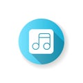 Music app blue flat design long shadow glyph icon Royalty Free Stock Photo
