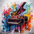 Music and art brush and piano illustration