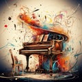 Music and art brush and piano illustration Royalty Free Stock Photo