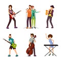 Music artists flat vector characters set Royalty Free Stock Photo