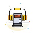 Music, Audio, Headphone, Book Abstract Flat Color Icon Template