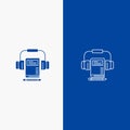 Music, Audio, Headphone, Book Line and Glyph Solid icon Blue banner Line and Glyph Solid icon Blue banner Royalty Free Stock Photo