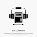 Music, Audio, Headphone, Book solid Glyph Icon vector Royalty Free Stock Photo