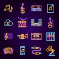 Music Audio Neon Icons