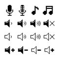 Music, audio pixel art set,