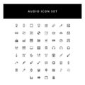 Music audio vector icons set with outline design