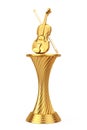 Music Award Concept. Golden Award Trophy Classic Violin with Bow