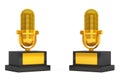 Music Award Concept. Golden Microphones. 3d Rendering Royalty Free Stock Photo