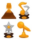 Music awards made of gold and silver contest rewards