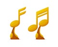 Music Awards in Shape of Notes, Gold Trophy Cups Royalty Free Stock Photo