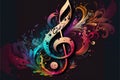 Music background with colorful music notes, abstract background Royalty Free Stock Photo