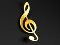 Music background. Golden musical notes on black background.3d illustration