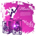 Music background with hand drawn illustration and