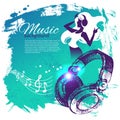 Music background with hand drawn illustration and