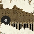 Music background piano key in a brick wall Royalty Free Stock Photo